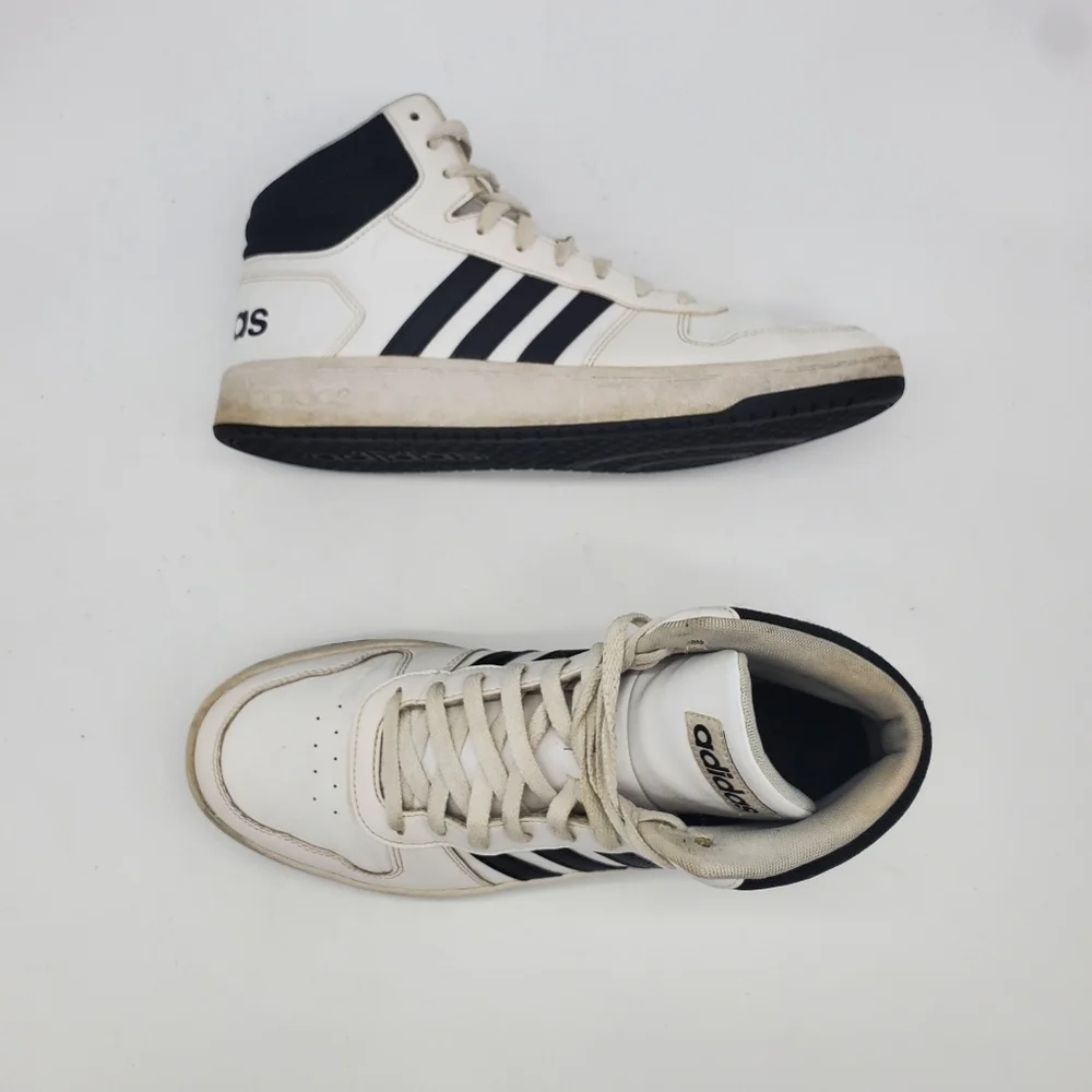 Adidas Shoe Mens 10.5 Neo Hoops 2.0 BB7208 White Black Casual Sneakers
